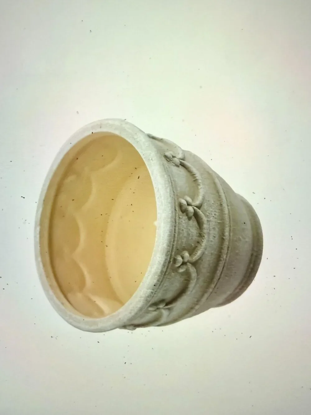 Cream Ceramic Planter, Retro Textured & Embossed Plant Pot with Drainage Hole 8